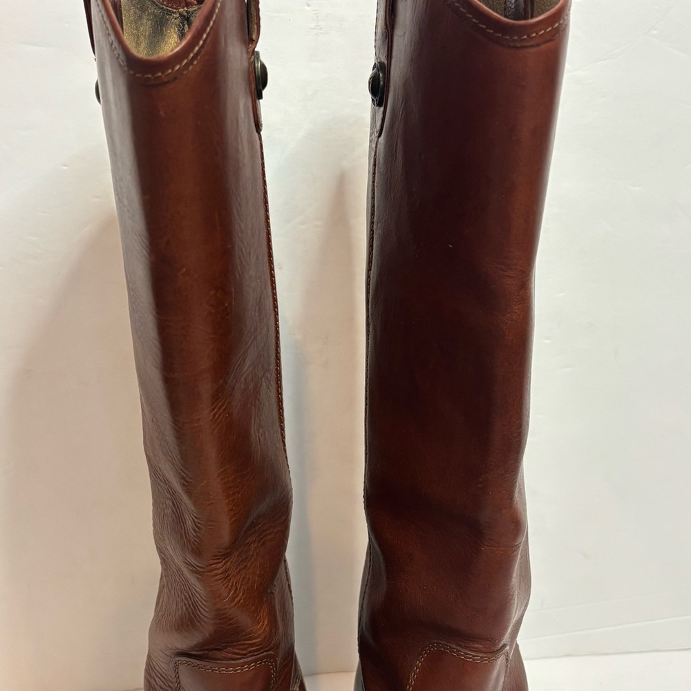 Frye Melissa Button Tall Riding Boots Cognac Saddle Brown 9 - Picture 4 of 13